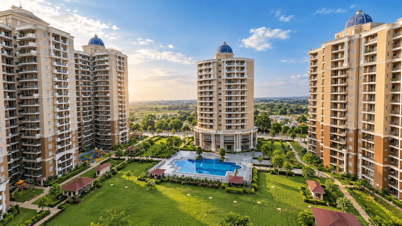 Ambika Florence Park residential towers and landscaped gardens